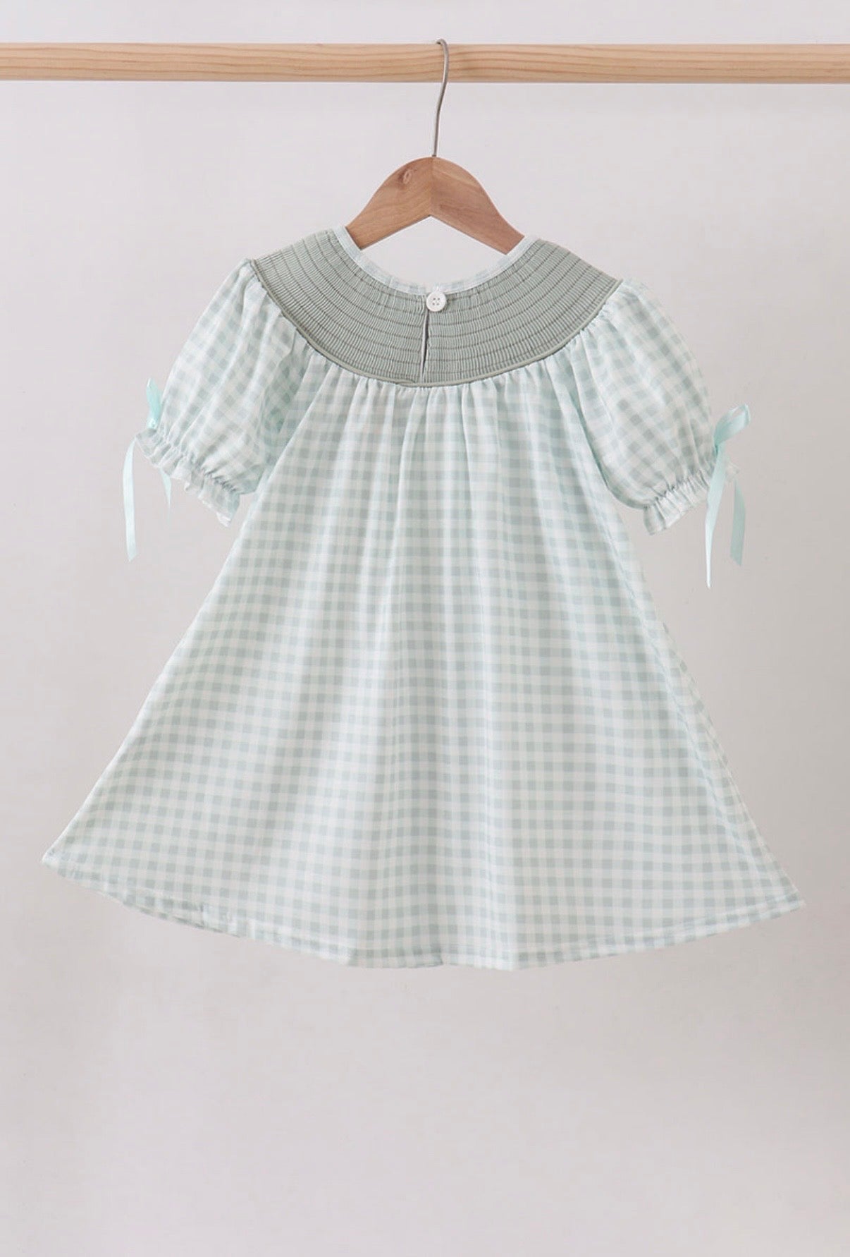 Sage Gingham He is Risen Dress