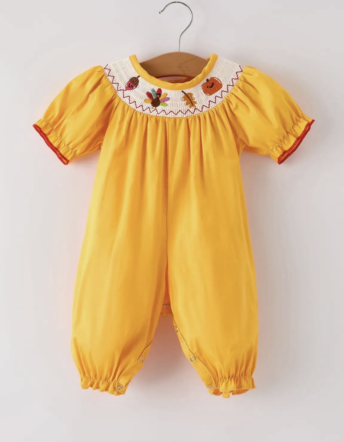 Yellow Thanksgiving Smocked Romper