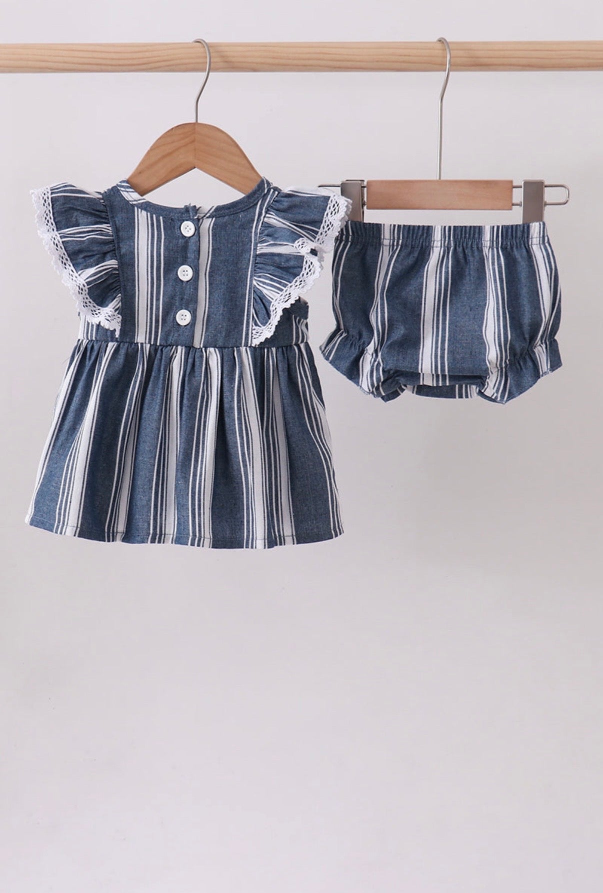 Striped Navy Linen Bloomer Set