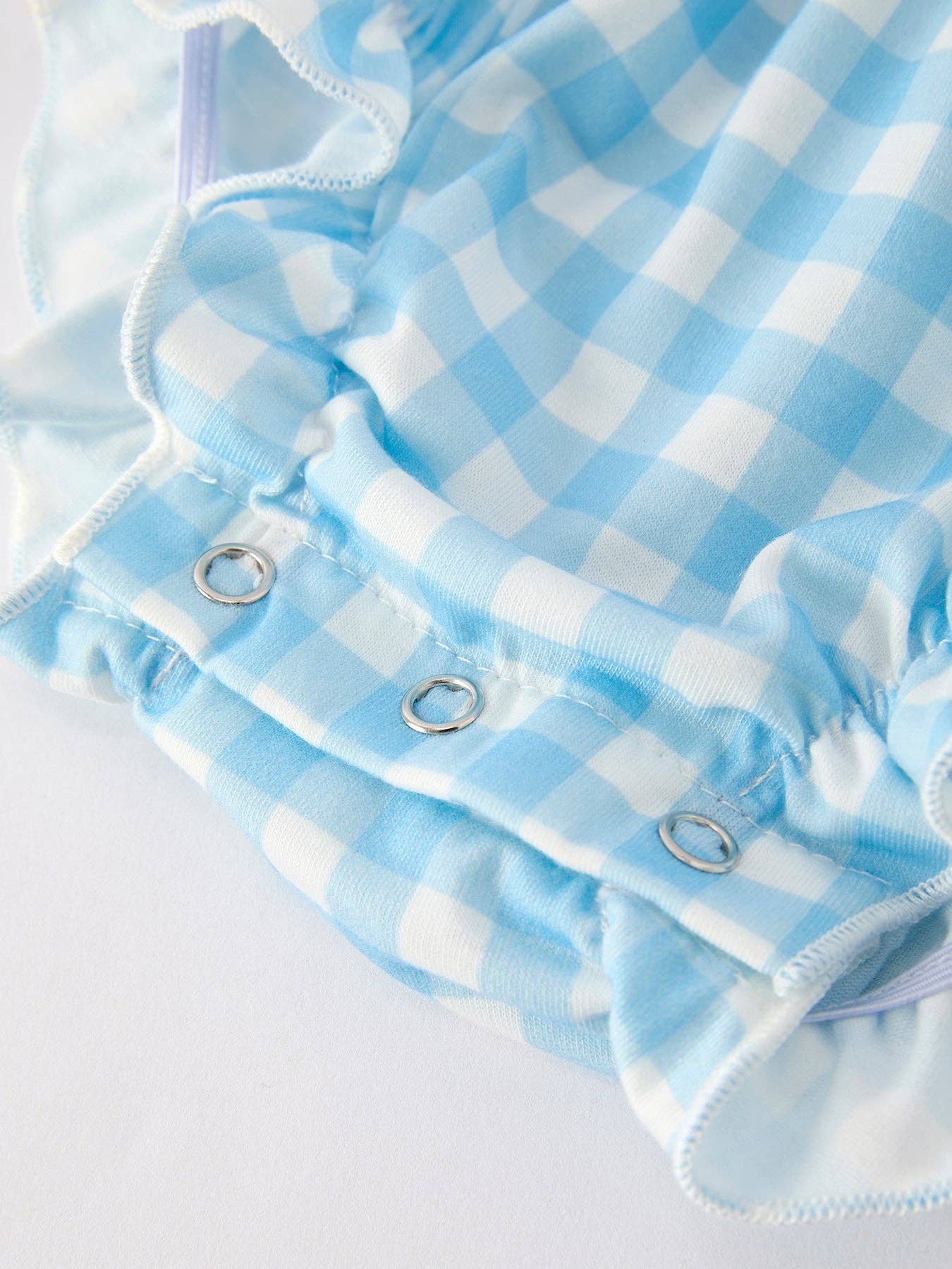 Blue Gingham Embroidered Pumpkin Bubble