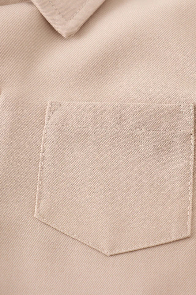 Sand Solid Boys Long Sleeve Polo