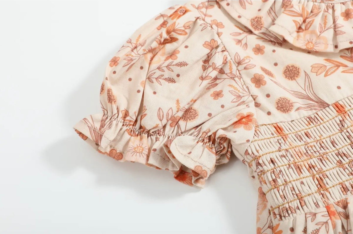 Fall Floral Smocked Bloomer Set