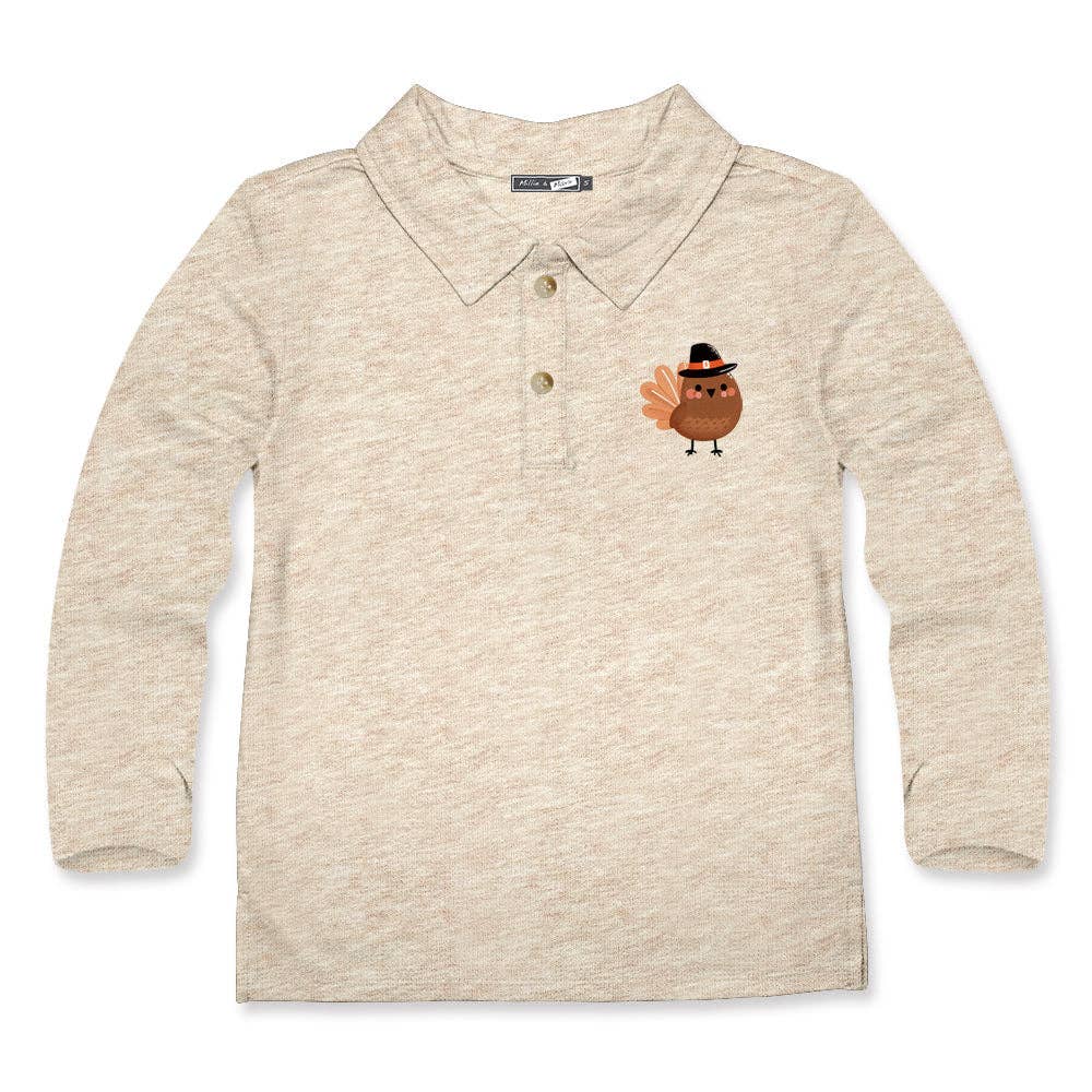Oatmeal Turkey Long Sleeve Polo