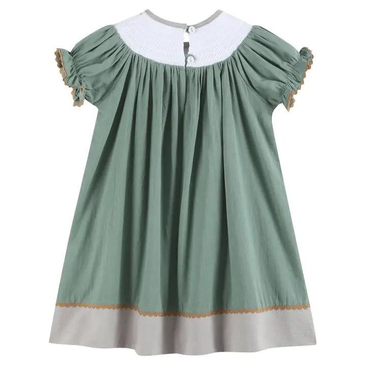 Sage Green Mallard Smocked Dress