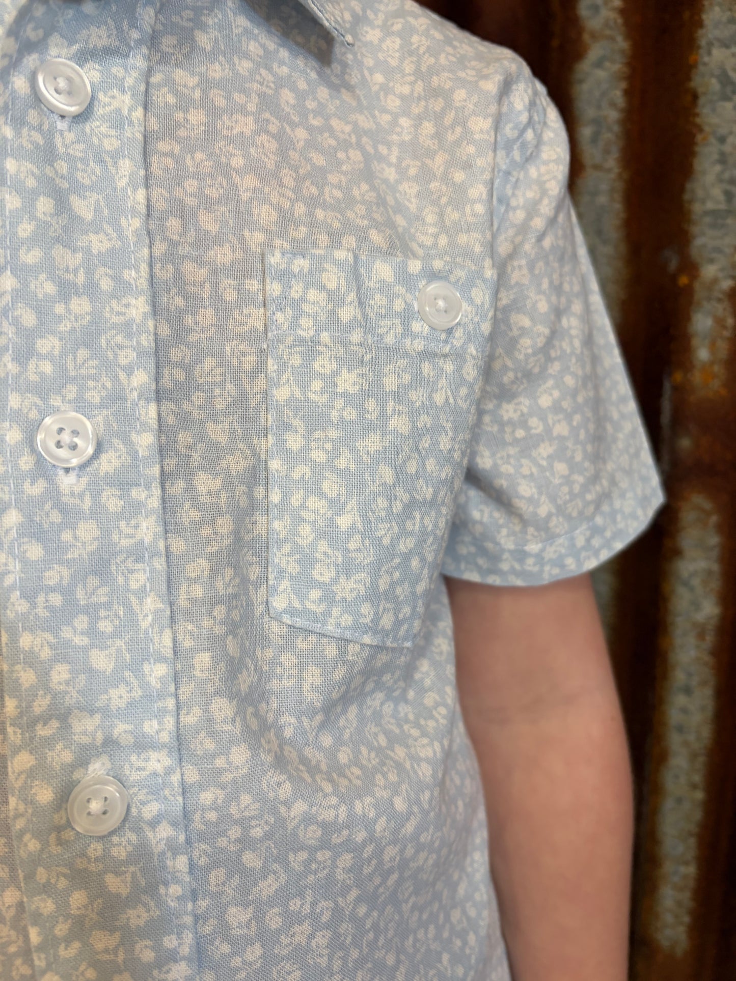 Baby Blues Short Sleeve Button Up