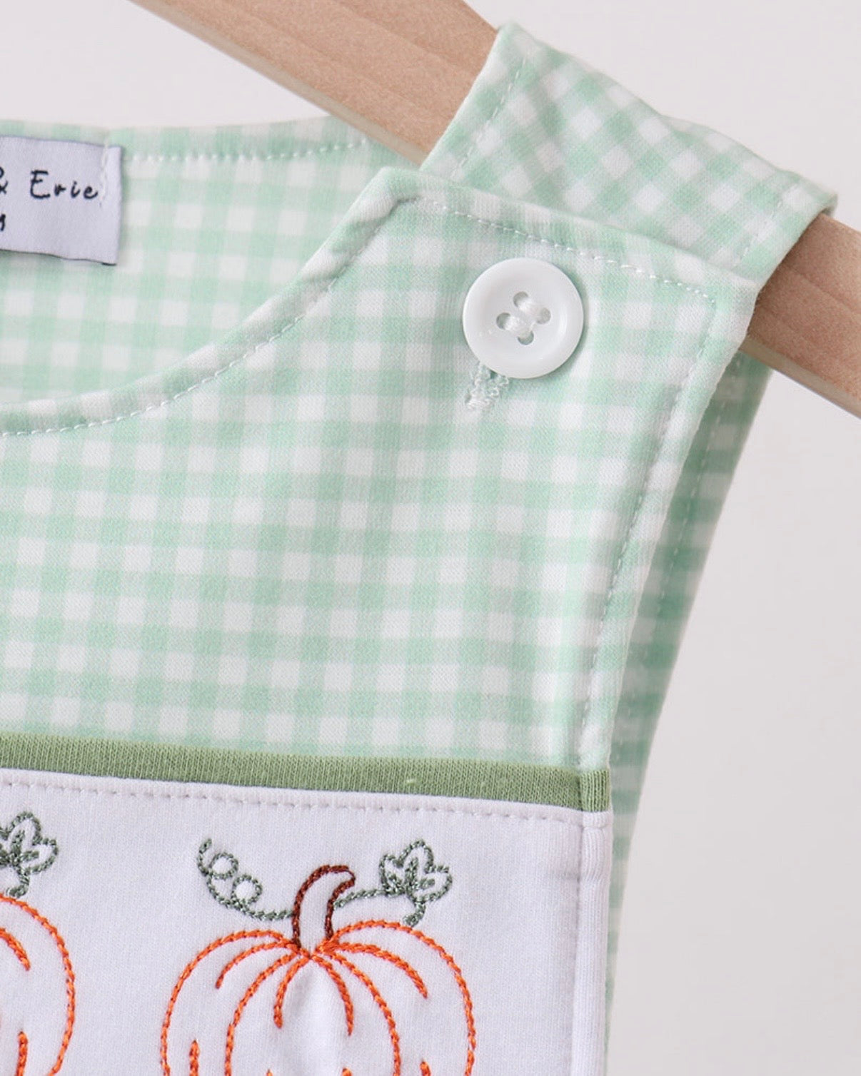 Sage Pumpkin Embroidered Overalls