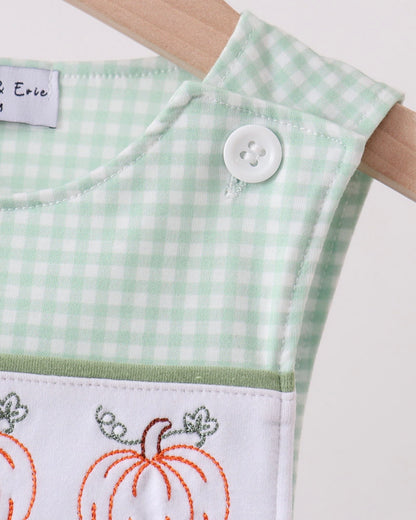 Sage Pumpkin Embroidered Overalls