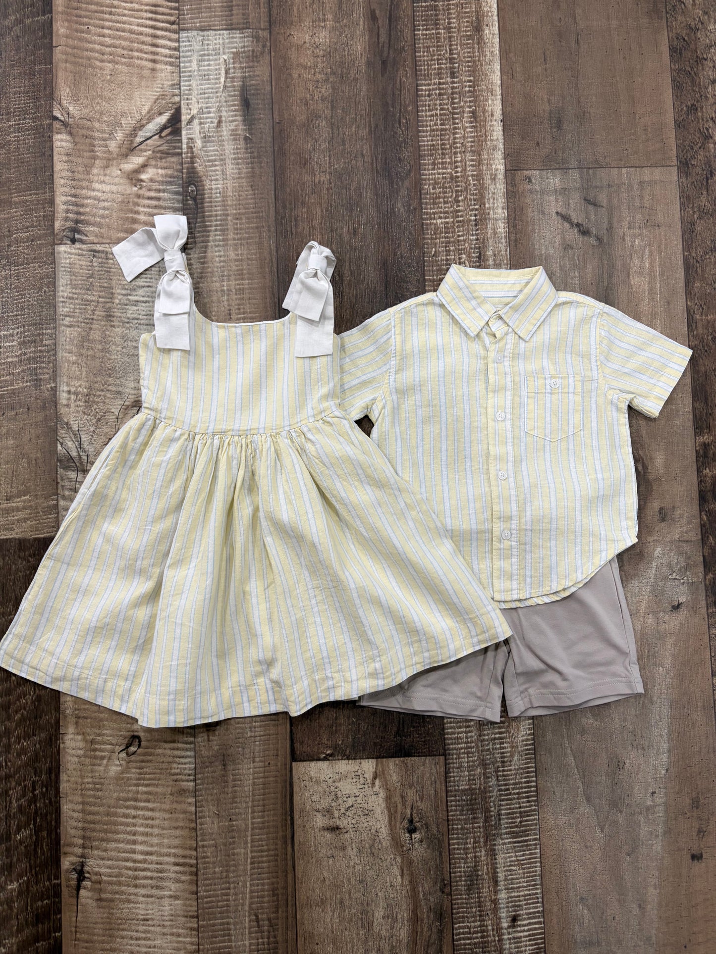 Sunshine Striped Short Sleeve Button Up