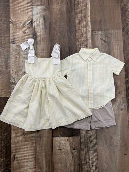 Sunshine Striped Short Sleeve Button Up