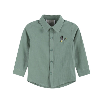 Sage Green Mallard Long Sleeve Polo
