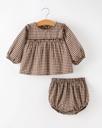 Brown Gingham Bloomer Set