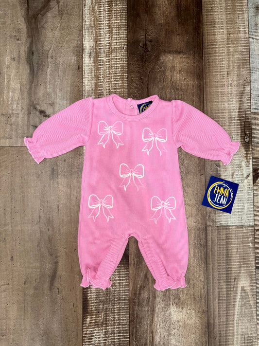 Pink Bow Sweater Romper