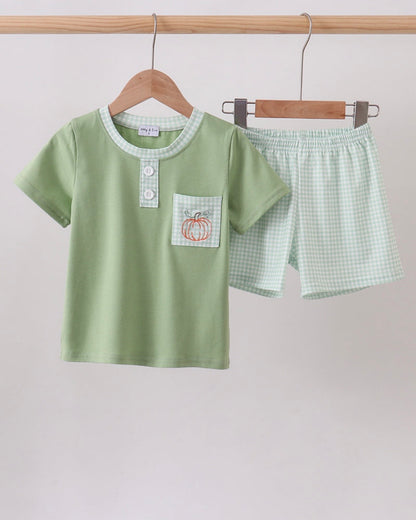 Sage Pumpkin Embroidered Set
