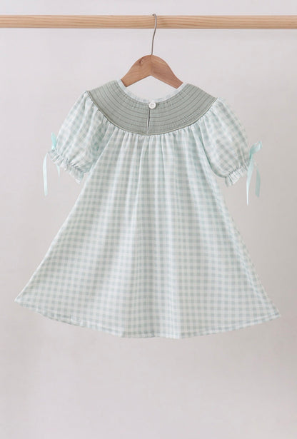 Sage Gingham He is Risen Dress