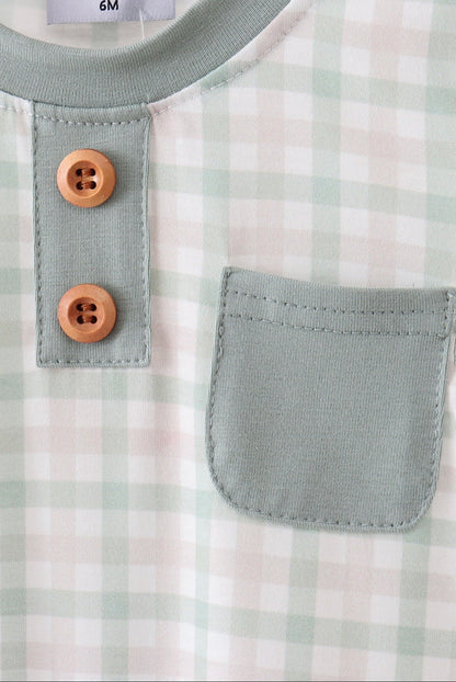 Sage Gingham Romper