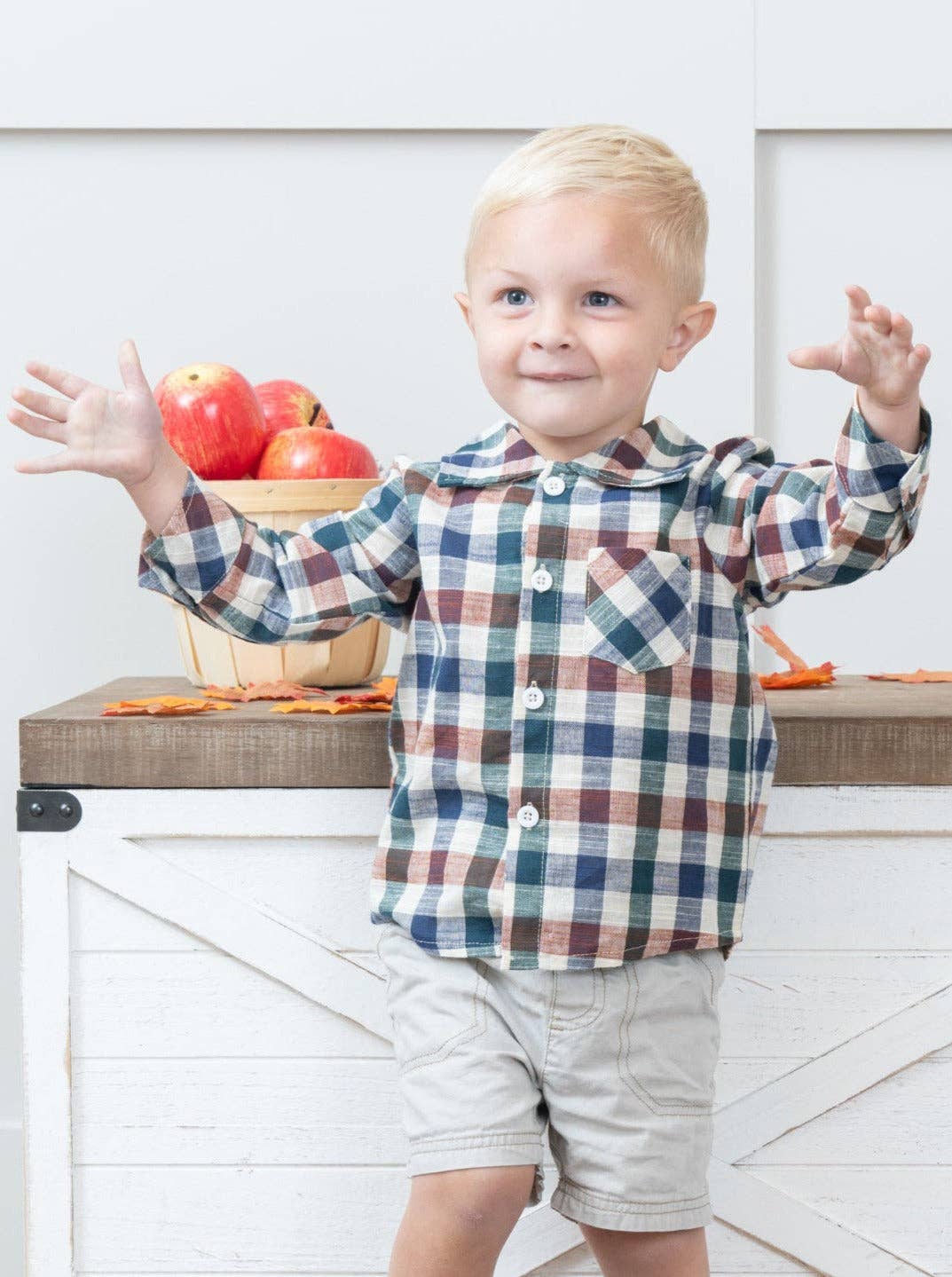 Fall Vintage Plaid Long Sleeve Polo