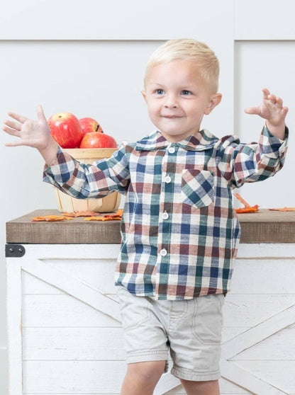 Fall Vintage Plaid Long Sleeve Polo