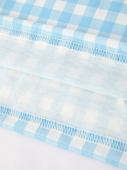 Blue Gingham Embroidered Pumpkin Dress