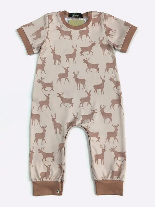 Cozy Deer Short Sleeve Romper