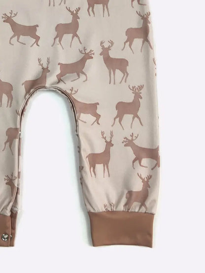 Cozy Deer Short Sleeve Romper
