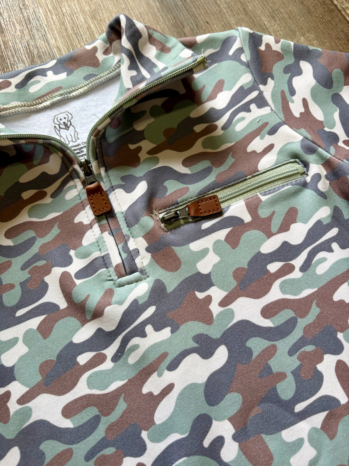 Tan Camo 1/4 Zip Pullover