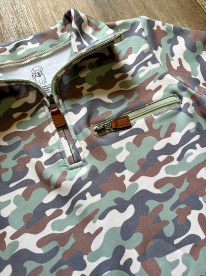 Tan Camo 1/4 Zip Pullover