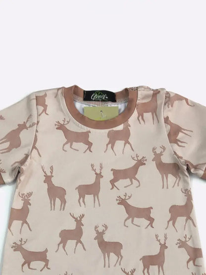Cozy Deer Short Sleeve Romper