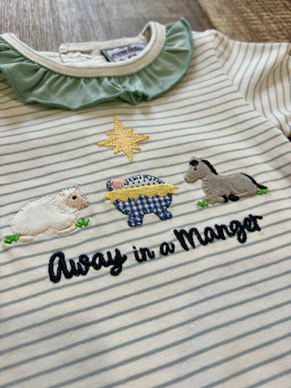 Away in A Manger Girls Romper