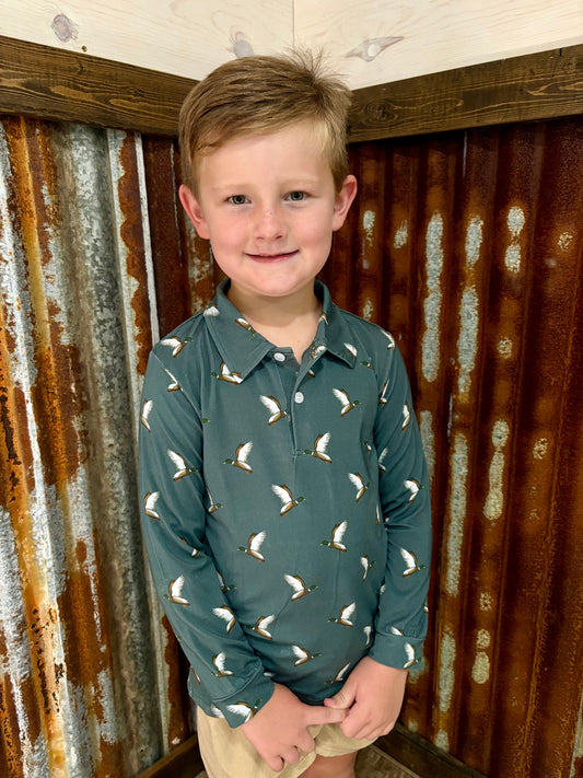 Flying Mallard Long Sleeve Polo