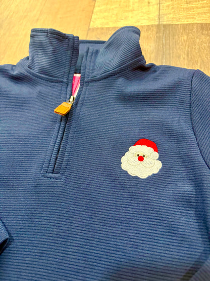 Navy Santa 1/4 Zip Pullover