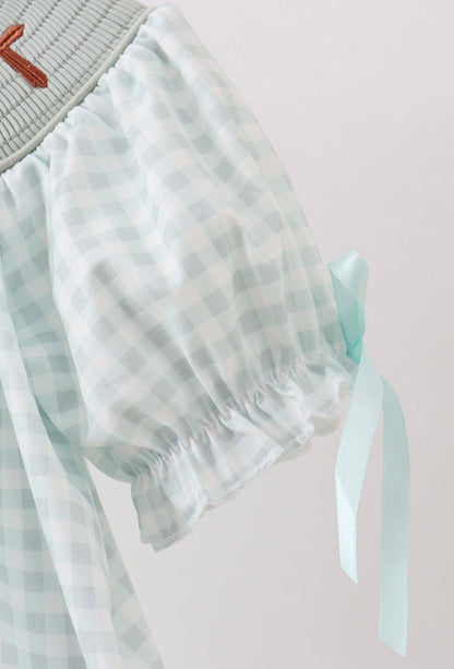 Sage Gingham He is Risen Dress