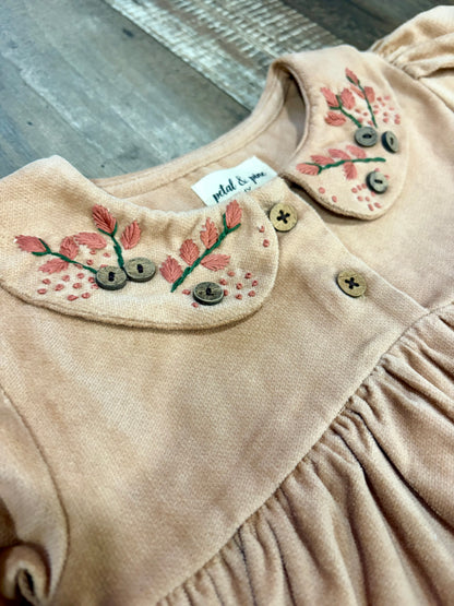 Beige Floral Embroidery Dress