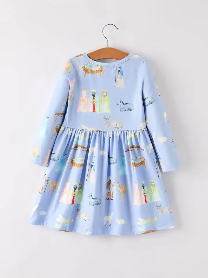 Nativity Long Sleeve Twirl Dress
