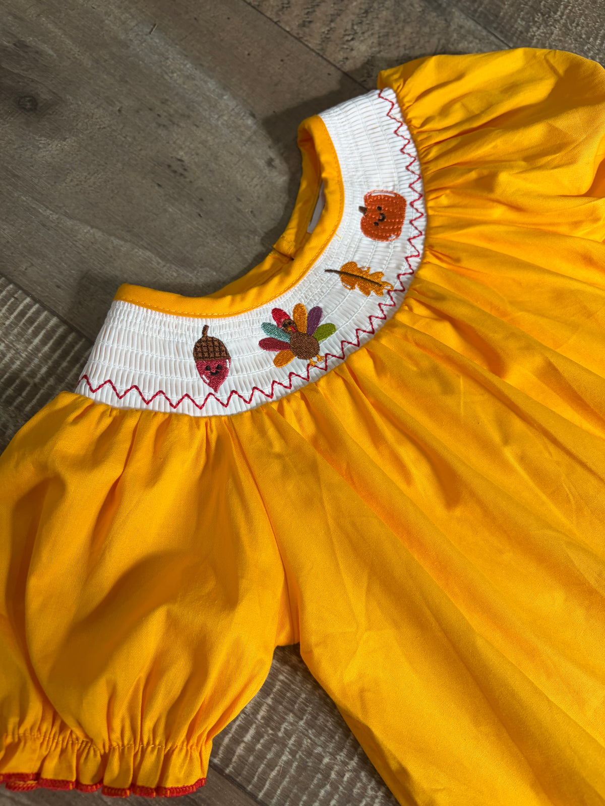Yellow Thanksgiving Smocked Romper