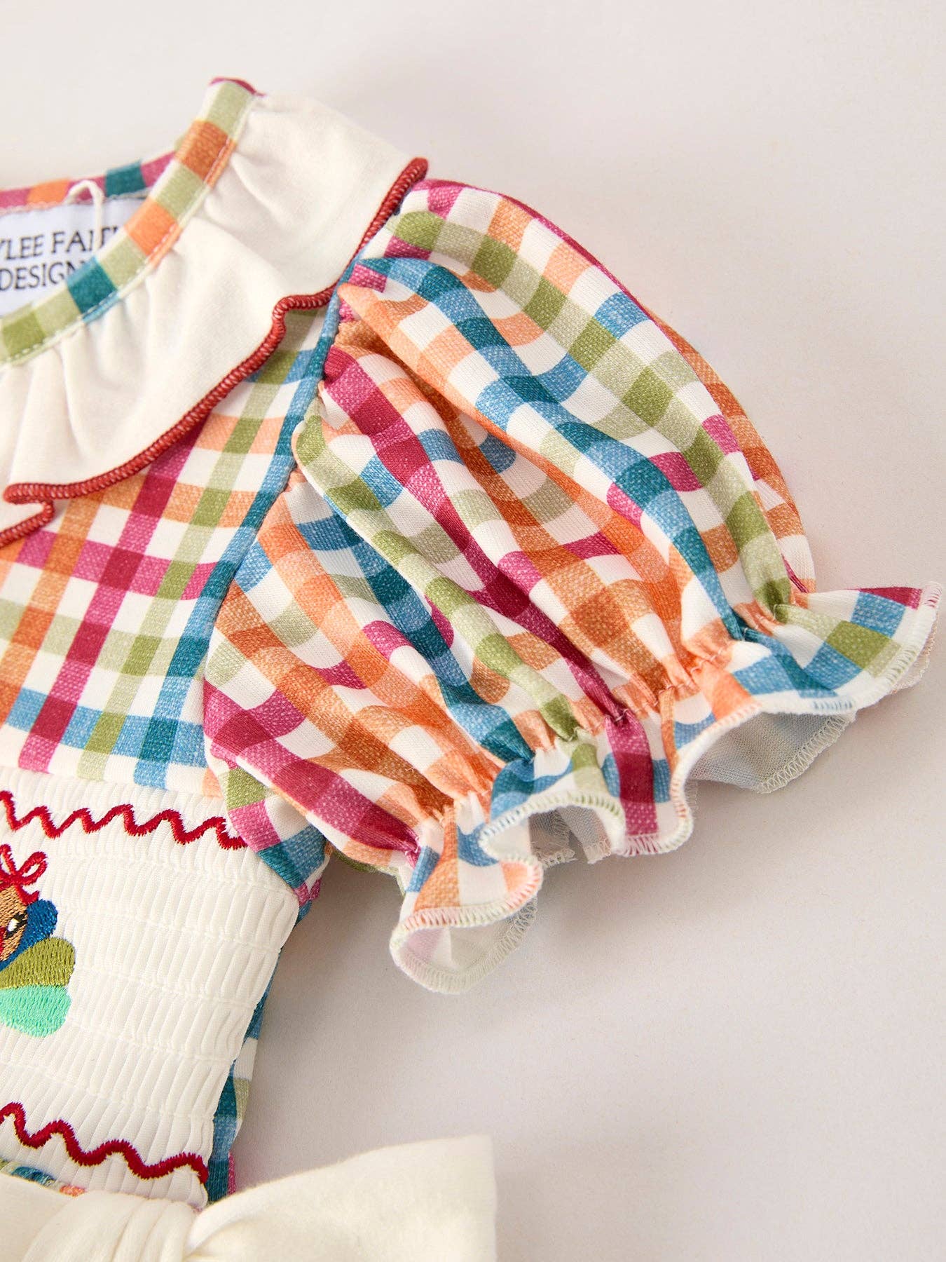 Thanksgiving Plaid Embroidered Dress