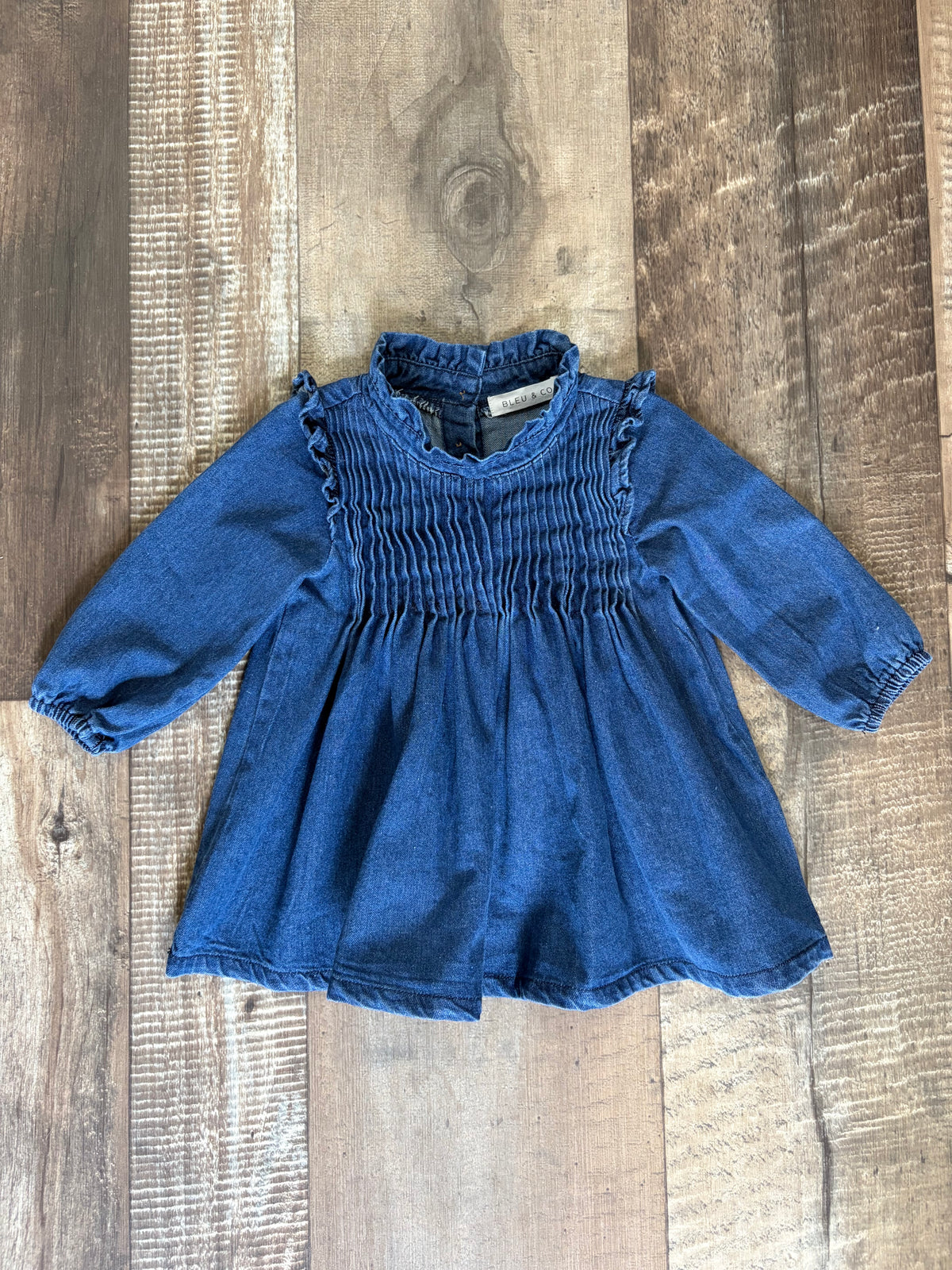 Pleated Denim Dress