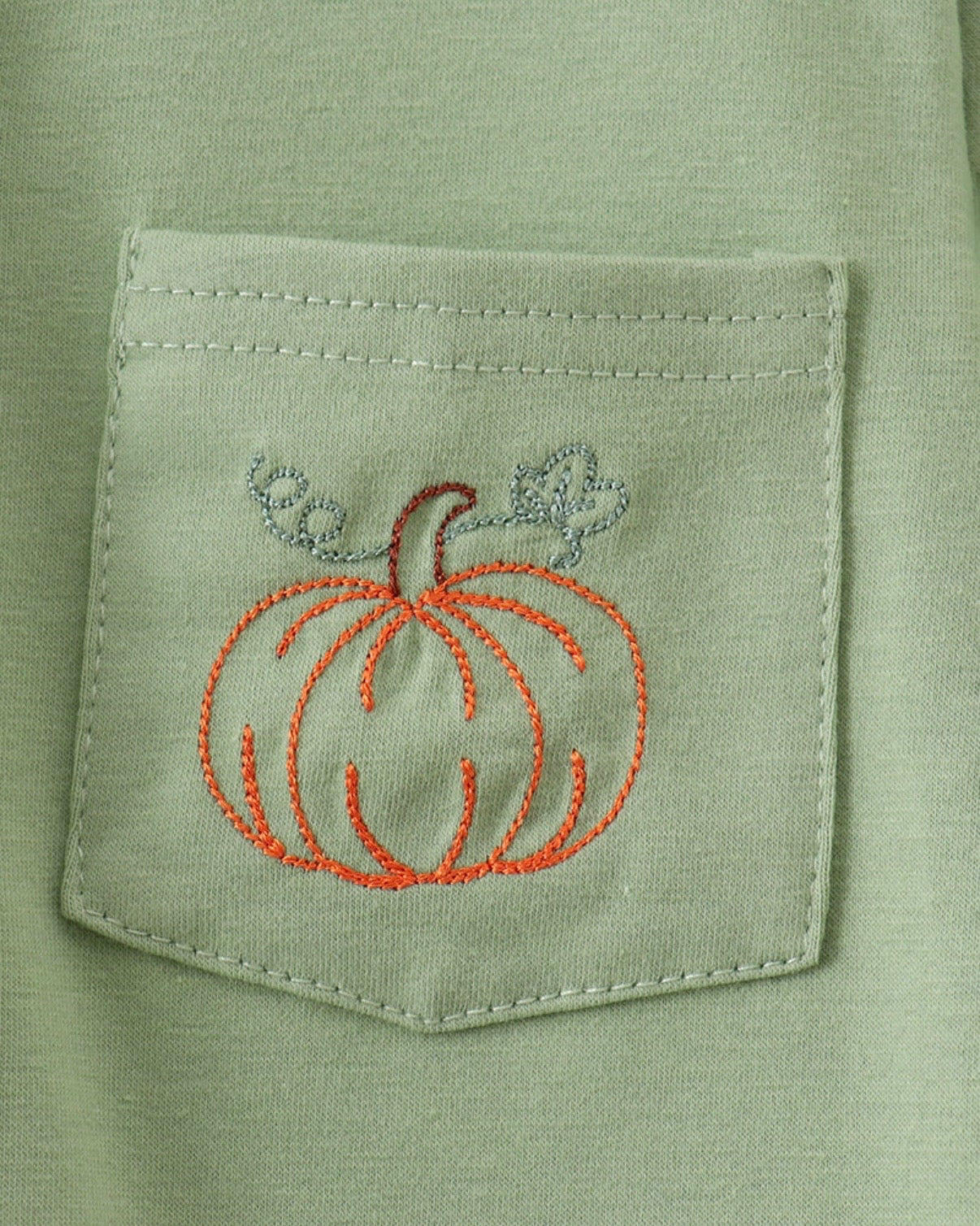 Sage Pumpkin Embroidered Button Up