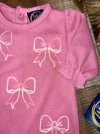 Pink Bow Sweater Romper
