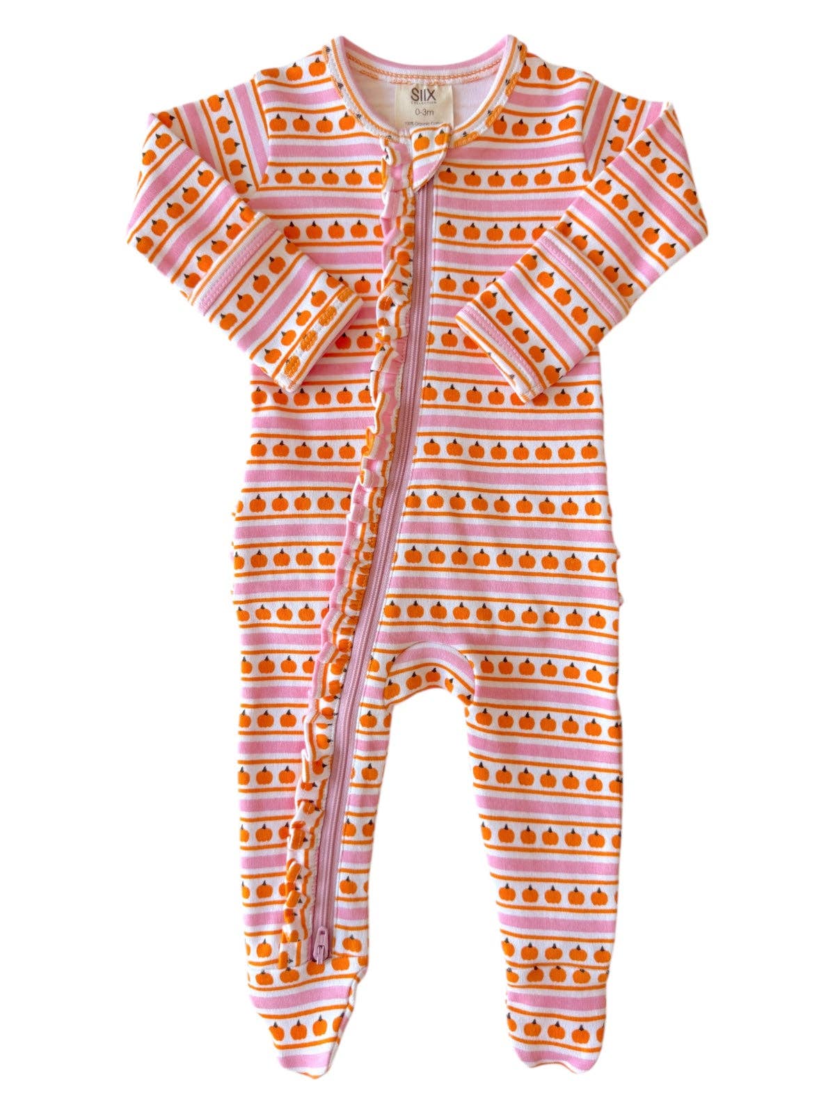 Pumpkin Stripe Pink Zip Sleeper