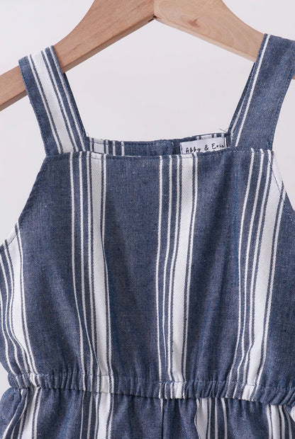 Striped Navy Linen Romper
