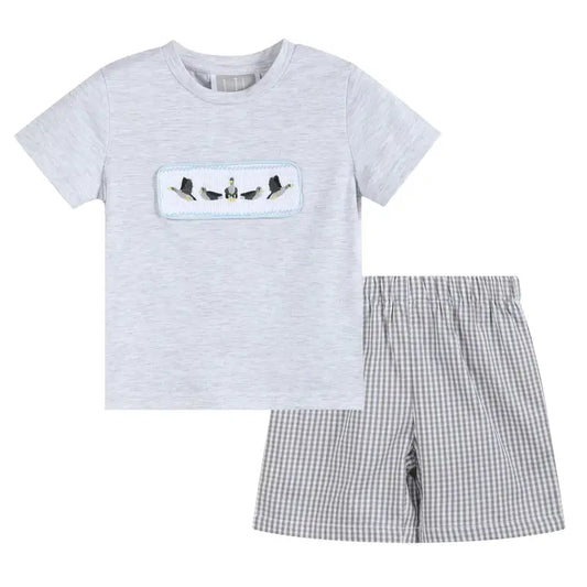 Light Gray Mallard Smocked Set