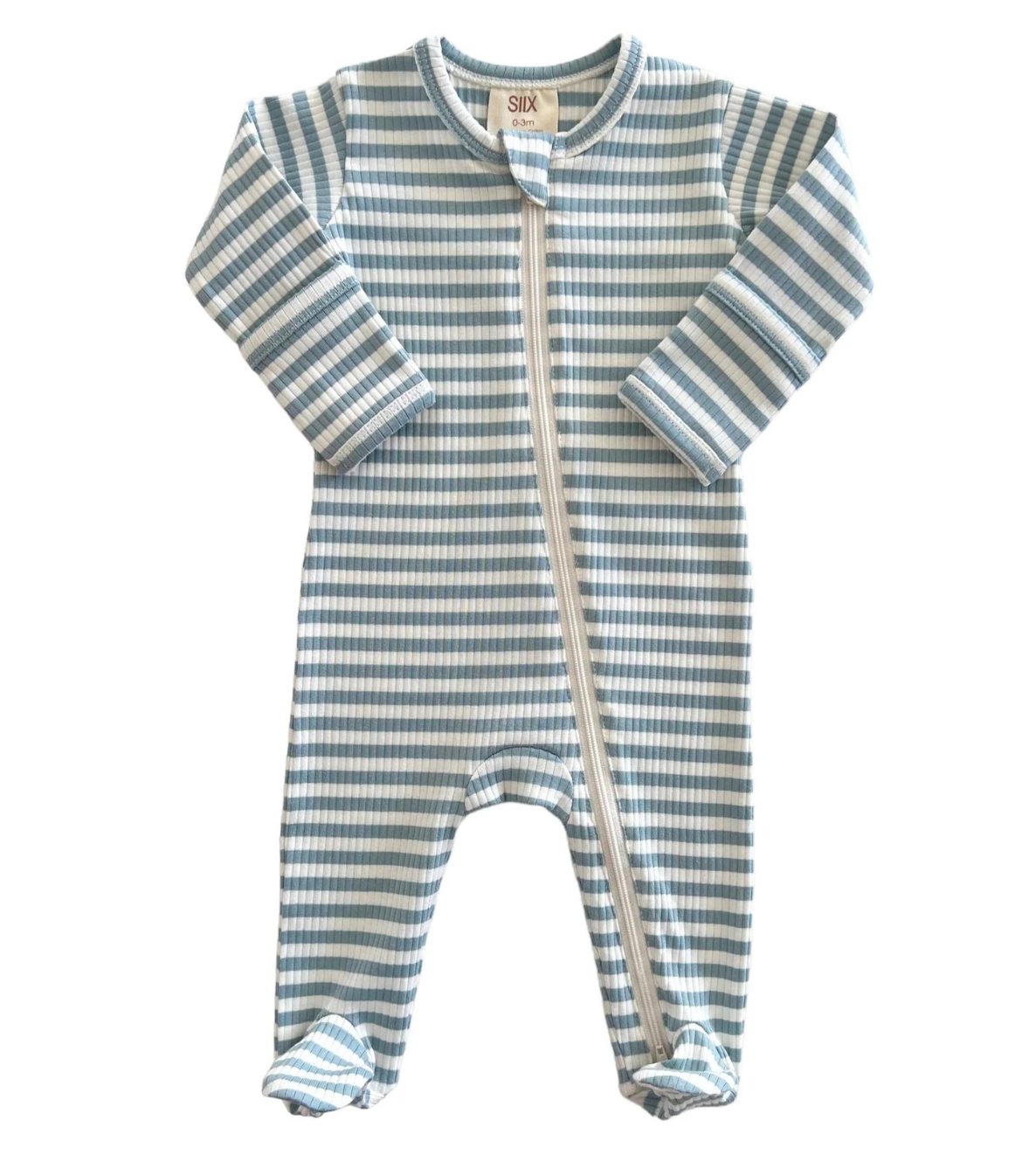 Dusty Blue Stripe Zip Sleeper