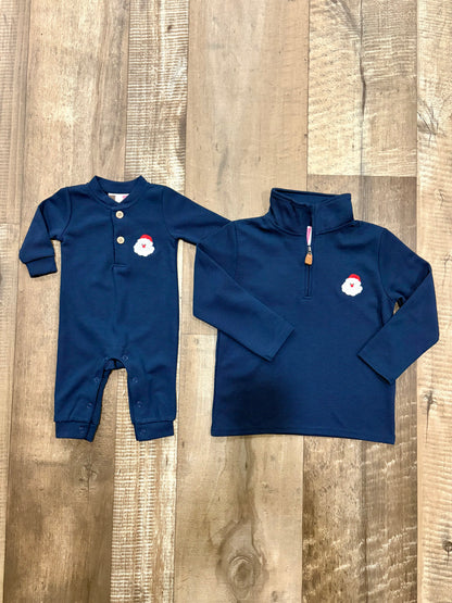 Navy Santa 1/4 Zip Pullover