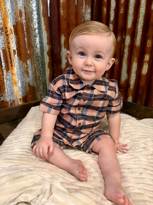 Driftwood Muslin Collared Romper