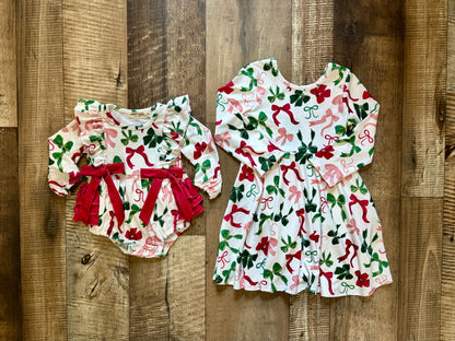 Christmas Bow Long Sleeve Bubble