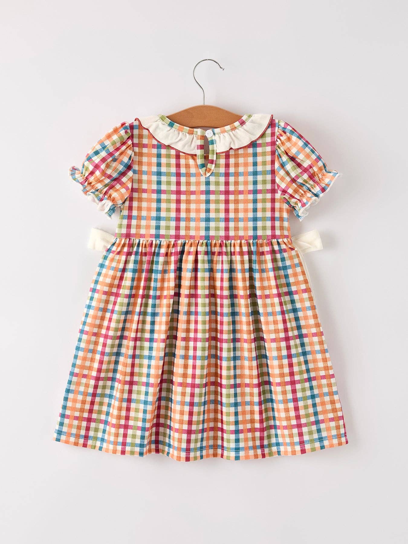 Thanksgiving Plaid Embroidered Dress