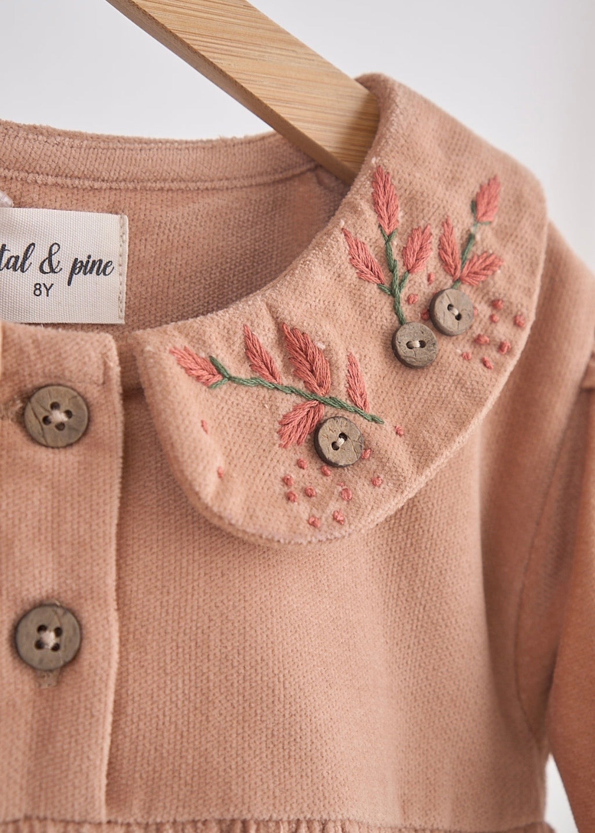 Beige Floral Embroidery Dress