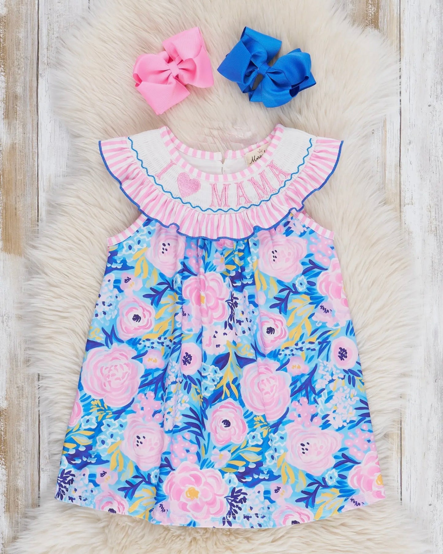 I Love Mama Smocked Dress