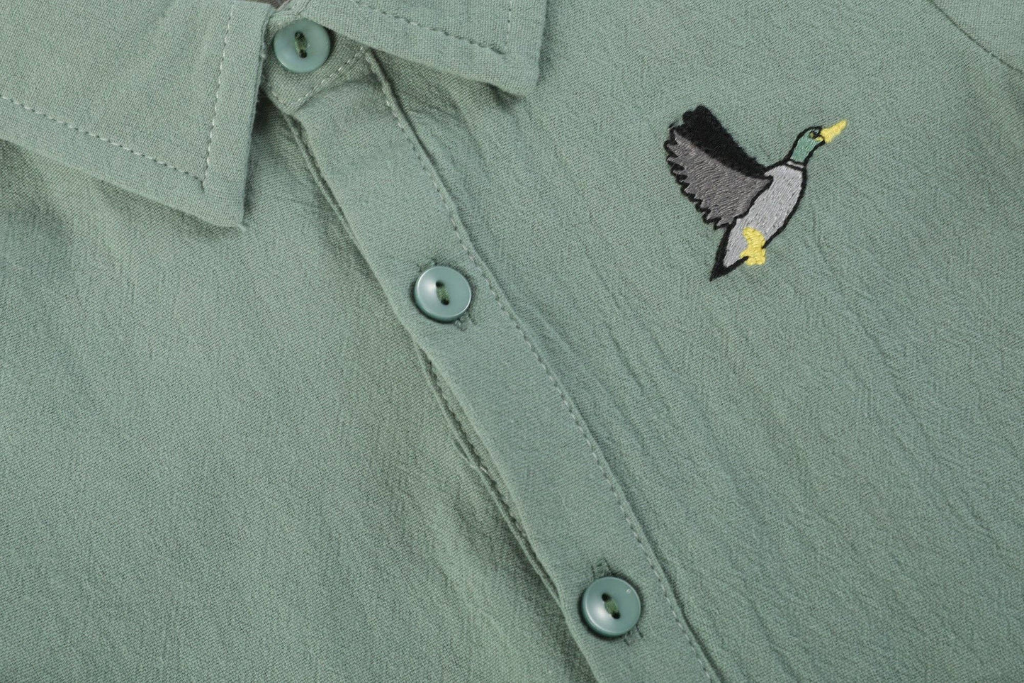 Sage Green Mallard Long Sleeve Polo