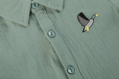Sage Green Mallard Long Sleeve Polo